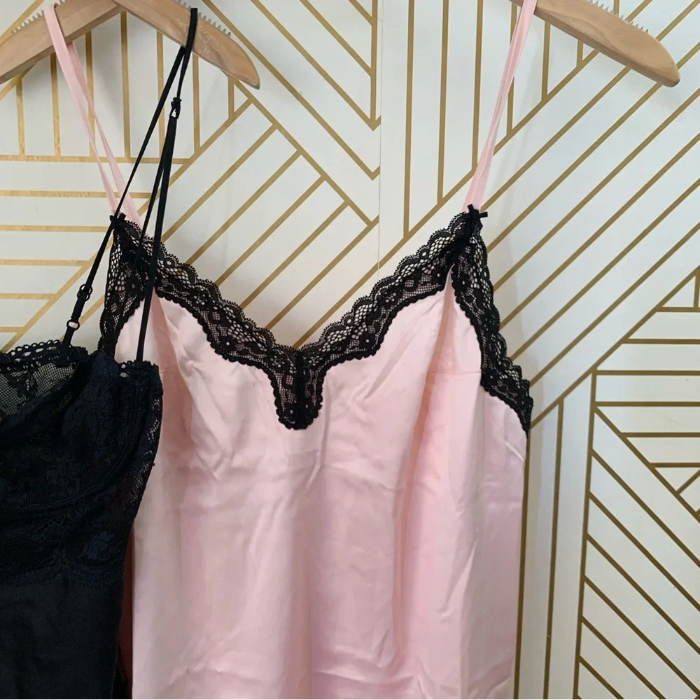 Victorias Secret Lace bra & trim Babydoll slip lot 36C M satin tease collection